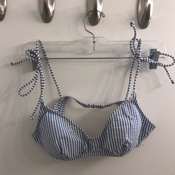 J. Crew Other - JCrew Blue and White Seersucker Bikini Top